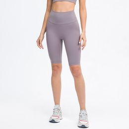 L066 Yüksek Rise Yoga Şort Slim Fit Casual Eşofman Altı Yok T-Line Elastik Dar Pantolon Düz Renk Spor Şort Kadın Nake Feeling Five Cents Pantolon