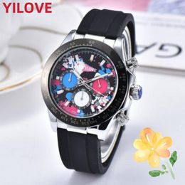 Mens High Quality 41MM Watch Quartz Imported Movement Clock Men Stainless Steel Case Black Rubber Strap Sports Style Waterproof Calendar Gifts Wristwatch