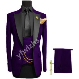 Custom-made One Button Men Suits Peak Lapel Groomsmen Groom Tuxedos Wedding/Prom/Dinner Man Blazer Jacket Pants Tie Vest M96
