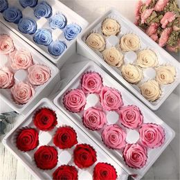 Beautiful 8pcs/box High Quality Preserved Flowers Flower Valentines Immortal Rose 5cm Diameter Mothers Day Gift Eternal Life Flower Gift Box