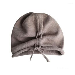 Beanie/Skull Caps Winter Warm Soft ElasticHat Windproof Beanie Cap Knitted Hat Cold With Drawstring Lace Up For Women GirlBeanie/Skull Elob2