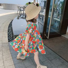 Girl's Dresses Girls Summer Floral Dress Short Puff Sleeve Casual A-Line Backless For Kids