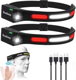 Headlamps COB LED Headlamp USB Rechargeable With Red Light For Car Top Selling 5 Models