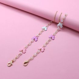necklace frame holder Canada - Sunglasses Frames Candy Color Butterfly Hang Mask Chain For Children Girls SMILE Heart Bead Necklace Glasses Strap Lanyard Rope Holder