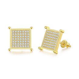 Fashion Screw back CZ Earrings Stud Men Brand Designer Hiphop Jewellery Gold Silver Zircon Pierced Ear Stud Jewellry