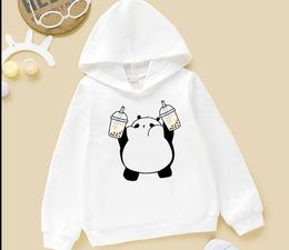 Kawaii Cat Love Boba Cartoon Hoodie new Baby Boys Girls Sweatshirt Winter Spring Top Children's Clothes White Kids Fleece