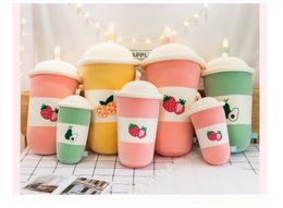 Bubble Tea Plush Toy Stuffed Animal Cute Food Cup Fruit Boba Plush Soft Cushion With PP Cotton Birthday Gift
