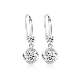 chandelier hook Canada - Dangle & Chandelier 2022 Female Jewelry Temperament Earrings 925 Silver Drop Zircon Medium Four-leaf Clover Ear Hooks Simple Wholesale