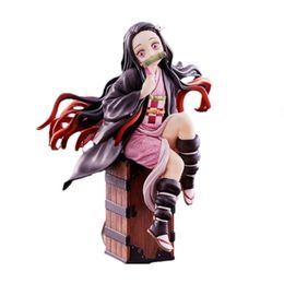 15 CM PVC Anime Figure Demon Slayer Kamado Nezuko Sitting On The Box Action Figure Model Statue Collection Toy Model Doll Gifts 220520