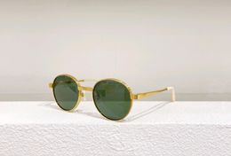 Retro Round Sunglasses for Men Metal Gold/Green Lenses 0872 Sun Glasses with Box