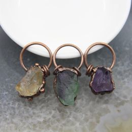 Pendant Necklaces Natural Quartz Fluorite/Citrines/Amethysts Healing Purple/Green/Yellow Crystal Necklace For DIY Jewelry Make AccessoriesPe