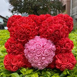 Decorative Flowers & Wreaths Artificial Rose Bear Multicolor Plastic Foam Teddy Girlfriend Valentines Day Gift Birthday Party DecorationDeco
