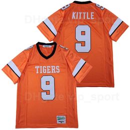 C202 Men Norman Tigers 9 George Kittle High School Football Jersey Breathable Orange Team Colour Pure Cotton Stitched And Sewn On Sport Top
