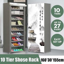 Hooks & Rails Layer Simple Shoe Cabinet DIY Assembled Space-saving Organizer Shelf Home Dorm Storage Closet Dustproof Shoes RackHooks