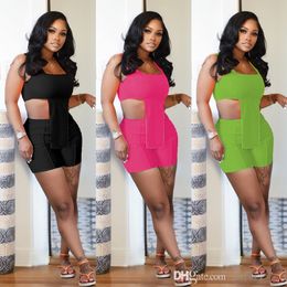 Sexy Womens Wear Sports Tracksuits Solid Color Shorts Two Piece Pants Set Fashion Casual Irregular Clothes