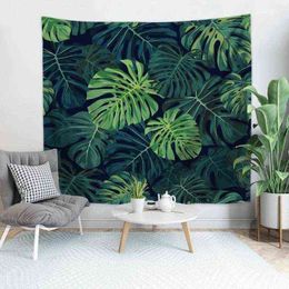 Summer Leafed Carpet Wall Hanging Tropical Decor Green Art Large Cactus Home J220804