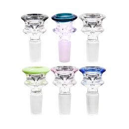 Wholesale Glass Smoking Bowl Slide Slim Waist Shape 14mm 18mm Male or Female Joint Thick Round Bowls With Rod Handle For Bong Hookah Water Pipe Accessories