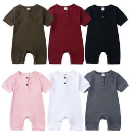 Summer Newborn Baby Romper Soild Colour Children Clothes Girl Rompers Cotton Short Sleeve O-neck Infant Boys Rompers