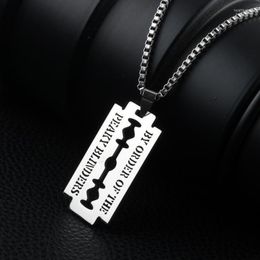 Pendant Necklaces Punk Hip Hop Stainless Steel Neck Chains For Men Women Razor Blade Necklace Rock Collares Male Streetwear Cool Jewellery Hea