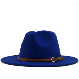 Women Men Wool Fedora Hat With Leather Ribbon Gentleman Elegant Lady Winter Autumn Wide Brim Jazz Panama Sombrero Cap Hats Delm22