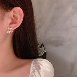 Stud Pair Korean Petite Rhinestone Cherry Delicate Earrings For Women Girl Gifts Cute Fashion JewelryStud Kirs22
