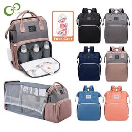 Folding Mommy Bag Lightweight Portable Folding Crib Bed Large-capacity Baby Backpack Female Mommy Outting Bag Bolsa Feminina DDJ 220514