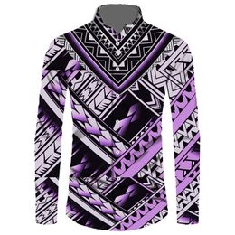 Men's Casual Shirts Hawaiian Selling Samoan Puletasi 2022 Polynesian Clothing 6XL Long Sleeve Shirt