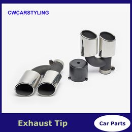 2pcs/set Dual Out Stainless Steel Car Rear Exhaust Muffler Pipe For Audi A4 A5 A6 A7 Up To S4 S5 S6 S7 Black Muffler Tip 58mm Nozzle