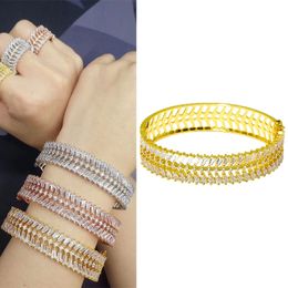 Hand Bracelets for Women Full Row of Zircon Diamond Cuff Bangles Jewellery Crystal Fashion Charm Luxury Gold Colour Natural Stones Christmas Gift Female