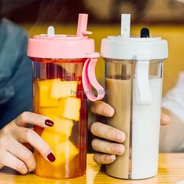 Double Sippy Drink Cup Creative Lovers Water Bottle Tumbler Caneca Outdoor Sports Tumbler Coffee Mug Double-tube Opening Design Keepcup AA