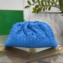 Designer Luxury Peach Intrecciato Woven Calfskin Leather The Pouch Clutch Blue 98062 Shoulder Bag 7A Quality Size 39x9x19cm