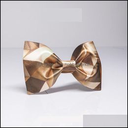 New Arrival Fashion Bow Tie For Men Coffee Gold Print Bowtie Groom Wedding Prom Party Accessories Gift Drop Delivery 2021 Neck Ties 3Ivmo