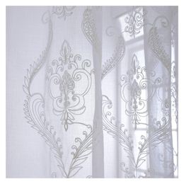 Curtain & Drapes European Modern Embroidered White Sheer Curtains For Living Room Voile Tulle Fabrics Bedroom Window Treatment KitchenCurtai