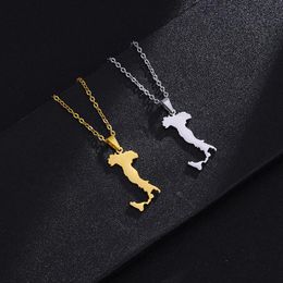 Pendant Necklaces Italy Map For Women/men Silver Color/Gold Colour Stainless Steel Italian Maps Ethnic Party Jewellery GiftsPendant
