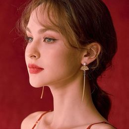 Dangle & Chandelier Simple Elegant Fan Tassel Earrings Fashion Party Jewellery Accessories Chinese Style Trendy Charms Cute Pearl Long Ears