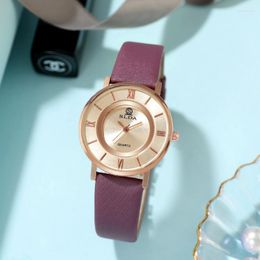 Wristwatches Ladies Watch Double Layer 3D Dial Design Leather Bracelet Women Fashion Alloy Analogue Quartz RelojesWristwatches Hect22