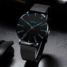 Wristwatches 2022 Minimalist Men's Fashion Ultra Thin Watch Simple Man Business Stainless Steel Mesh Belt Quartz Wristwatch Relogio Masculin