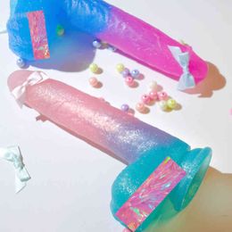 Nxy Sex Products Dildos 8 6''jelly Medical Silicones Dildo Realistic Adult Toys Soft Strap Artificial Penis Big Cock Bullet Colourful Tool 1229
