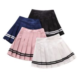 Fall Girls Pleated Kjol Striped Princess S för Party School Soft A Line Barnkläder Ålder 4 6 8 10 12 14 220326