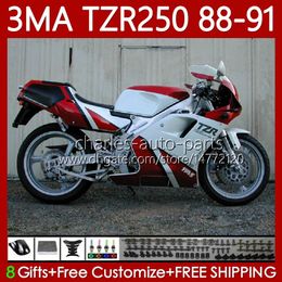 Bodys Kit For YAMAHA TZR-250 TZR 250 TZR250 R RS RR 88-91 Bodywork 115No.37 YPVS 3MA TZR250R White red 88 89 90 91 TZR250-R TZR250RR 1988 1989 1990 1991 MOTO Fairings