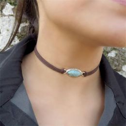 Chokers Fashion Women Bohemian Kallaite Layered Leather Rope Choker Necklace Summer Party NecklaceChokers