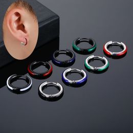 Colorful Oil Drip Hoop Earrings 316L Stainless Steel Punk Hip Hop Rock Style Ear Hoops Body Jewelry