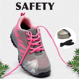 Steel Toe Work Boots For Mesh Women Lightweight Breathable Antismashing Nonslip Protective Safety Shoes SIZE40 Y200915