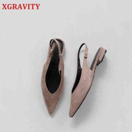 Dress Shoes Xgravity New European American Flat Pointed Toe Casual Fashion Slipper Designer Women v Design All Match Simple A139 220718