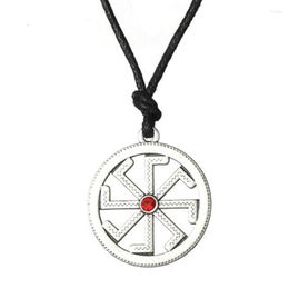 Pendant Necklaces Necklace For Women Men Wheel Pattern With Red Crystals Attractive Viking Jewellery Zinc Alloy Provide Drop