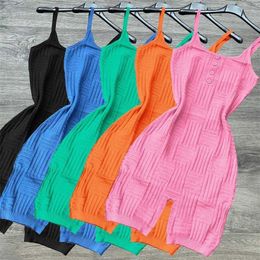 2022 Summer Fashion Designer Womens Jumpsuits Knitting Wool Suspender Bodysuit Imitation Weave Rompers