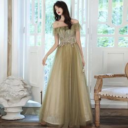 customized formal dresses UK - Party Dresses Evening Boat Neck Avocado Green Ruffles Appliques A-line Floor-length Plus Size Customized Lace Up Formal Dress R1585