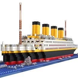 Toy Brick Castle 1860Pcs Mini Blocks Model Titanic Cruise Ship Model Boat DIY Diamond Building Bricks Kit Children Kids Toys Sale Price