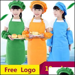 Aprons Home Textiles Garden 12Colors Children Kids Apron Pocket Kitchen Cooking Baking Painting Art Bib Plain St676 Drop Delivery 2021 Ld7