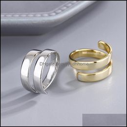 Band Rings Jewelry 925 Sterling Sier Elegant Simple Couples Glossy Double Layer Lines Girls Party Gift Drop Delivery 2021 Dnp72